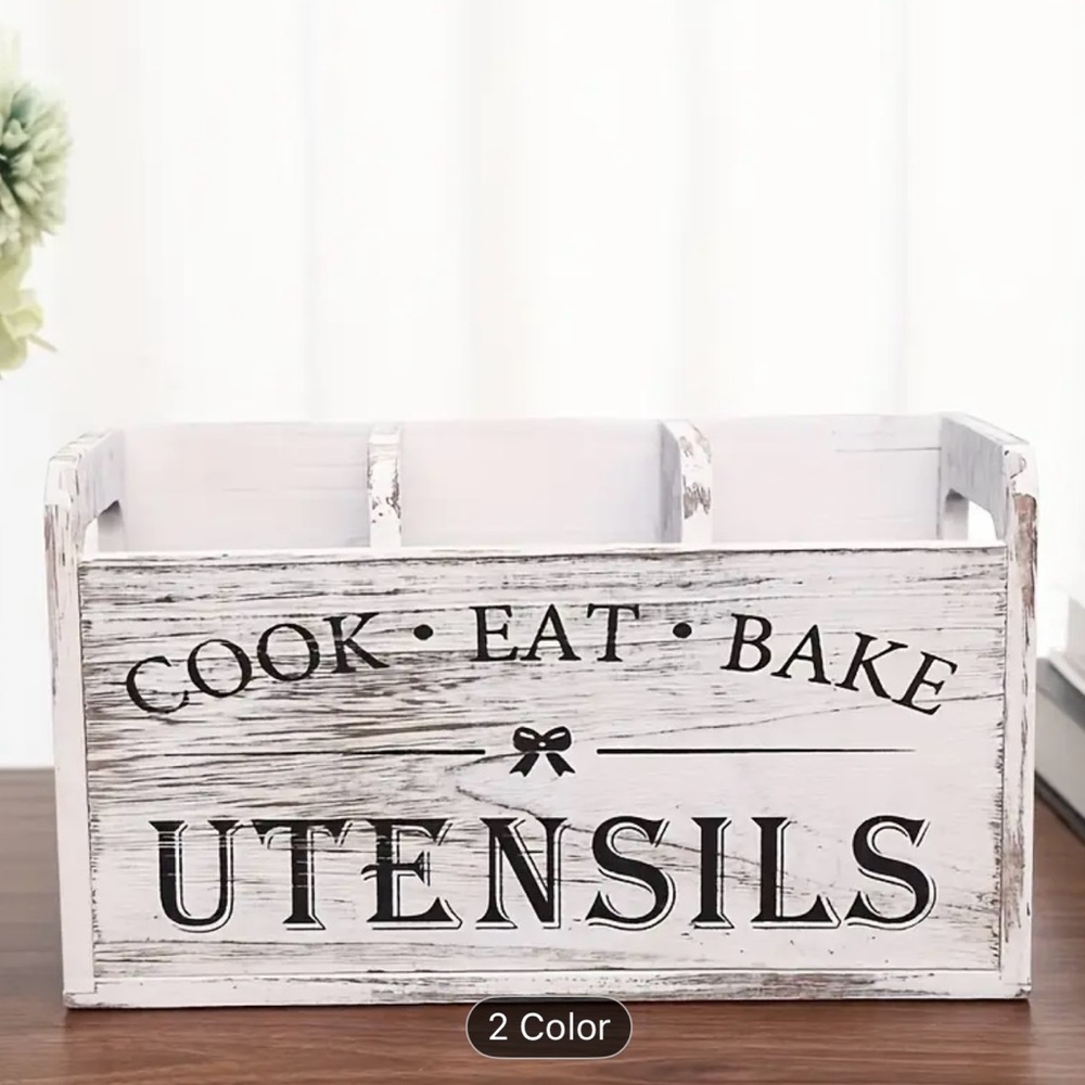 Rustic White Utensil Holder